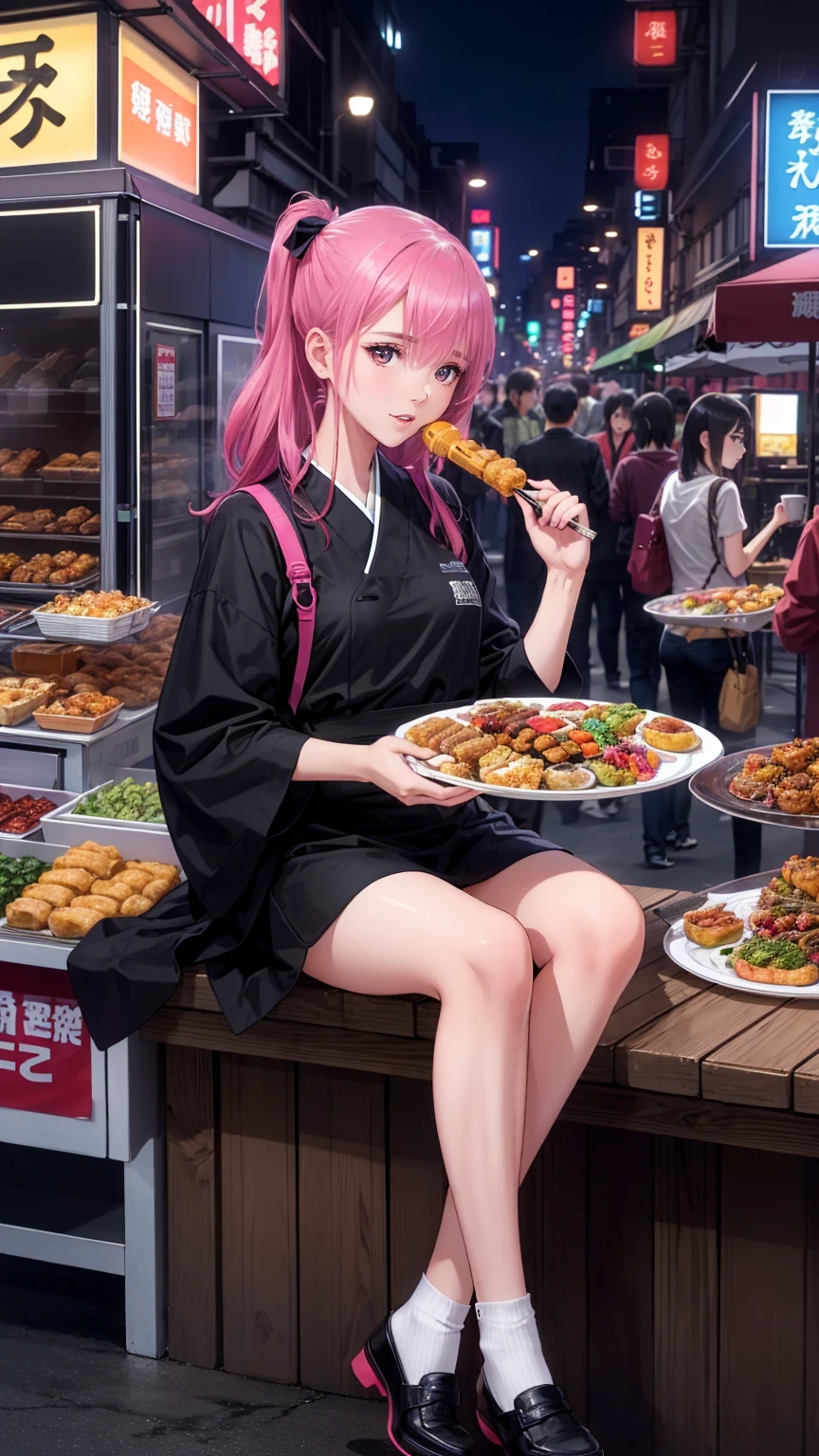  anime style、In 8K、32K、​masterpiece、、 super A high resolution、masterpiece,  top quality, sit on chairs to eat、Everyone eats at the food stall 、とてもたくさんpeople々、Japanese stalls 、Street food stalls/Street Food Stalls /Street food scene 、飲み歩くpeople々、屋台で食べるpeople々、 looking happy 、 enjoying alcohol、Very beautiful girl、Focusing on beautiful girls、、夜にフードマーケットで食事をするテーブルに座っているpeople々, with street Stoles, Stoles, Stole,  Shutterstock  ,  busy restaurants , Japanese Market, people々々 is eating, Lively市場,  are the best on Adobe Stock  , 外で is eatingpeople々々,  shopping mall food courts , people々々Lively , Lively sound of the market , Vivid atmosphere
