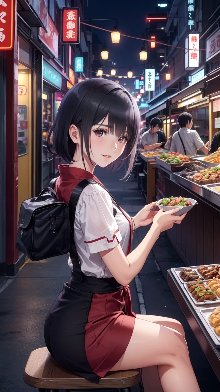  anime style、In 8K、32K、​masterpiece、、 super A high resolution、masterpiece,  top quality, sit on chairs to eat、Everyone eats at the food stall 、とてもたくさんpeople々、Japanese stalls 、Street food stalls/Street Food Stalls /Street food scene 、飲み歩くpeople々、屋台で食べるpeople々、 looking happy 、 enjoying alcohol、Very beautiful girl、Focusing on beautiful girls、、夜にフードマーケットで食事をするテーブルに座っているpeople々, with street Stoles, Stoles, Stole,  Shutterstock  ,  busy restaurants , Japanese Market, people々々 is eating, Lively市場,  are the best on Adobe Stock  , 外で is eatingpeople々々,  shopping mall food courts , people々々Lively , Lively sound of the market , Vivid atmosphere
