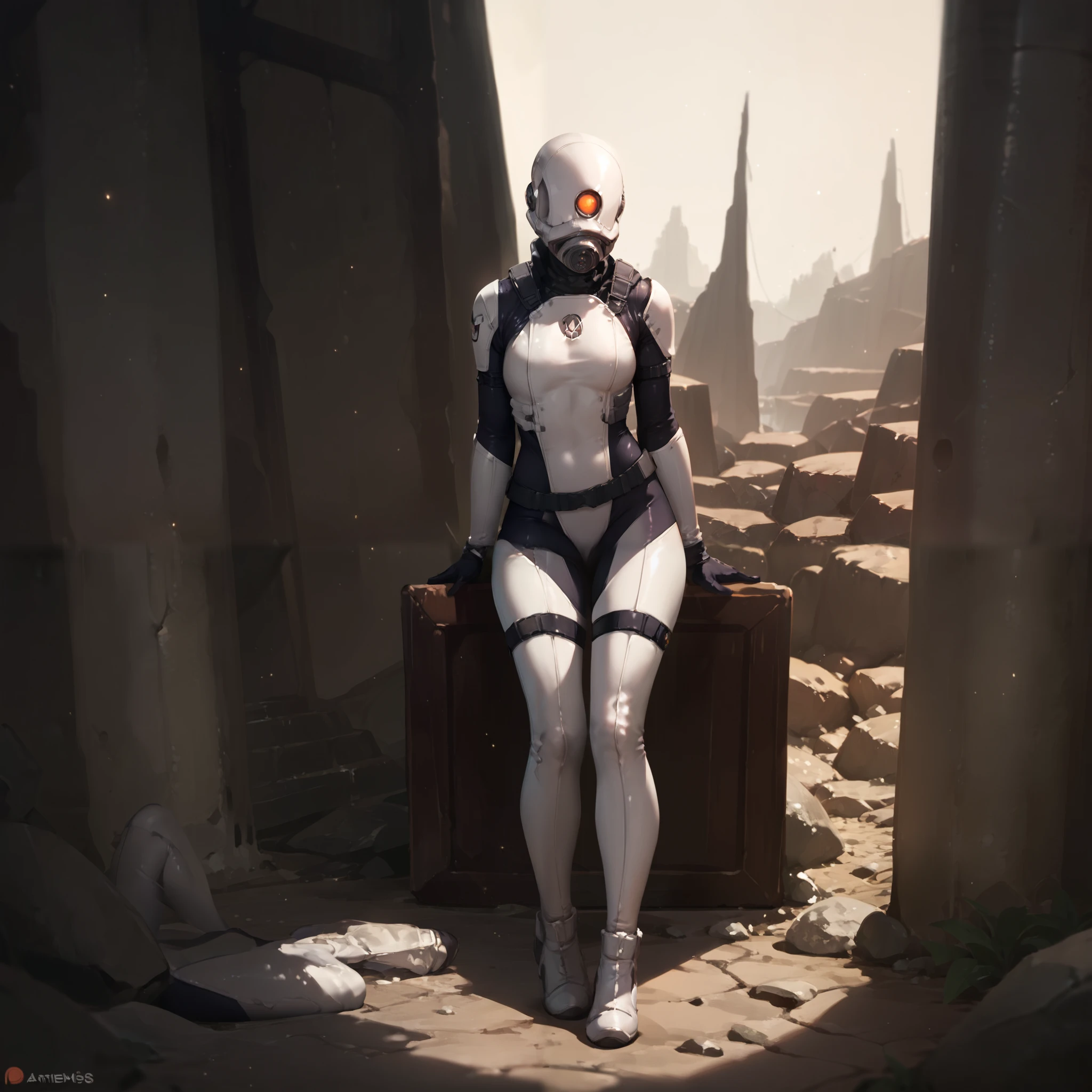 score_9, score_8_up, score_7_up, score_6_up, score_5_up, score_4_up, source_anime,  combine_assassin, standing, bodysuit, sitting, cave