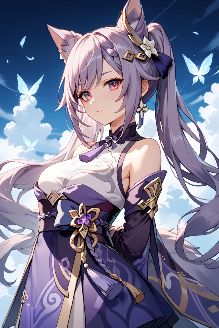 (top view),dynamic angle,Super detailed, illustration, close up, direct, 1 girl,whole body, (fantasy1.4), (Poker face,Keep your mouth shut),(permanent),(bookshelf),(white flower,bloom),midnight,full moon,fantastic,soul,(fluorescence),(flying translucent blue butterflies1.15),bell,vase,Sangonomiya\(Genshin\) sexy pose,诱人cleavage,,cleavage,lace,bikini,miniskirt,A thousand flavors,Charming,Confucianism,humanism,Disembodied,Mercantilism,trade barriers,state capitalism