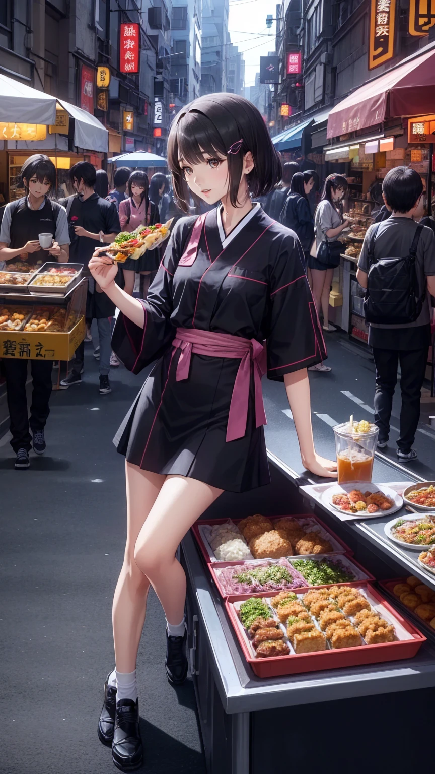  anime style、In 8K、32K、​masterpiece、、 super A high resolution、masterpiece,  top quality, sit on chairs to eat、Everyone eats at the food stall 、とてもたくさんpeople々、Japanese stalls 、Street food stalls/Street Food Stalls /Street food scene 、飲み歩くpeople々、屋台で食べるpeople々、 looking happy 、 enjoying alcohol、Very beautiful girl、Focusing on beautiful girls、、夜にフードマーケットで食事をするテーブルに座っているpeople々, with street Stoles, Stoles, Stole,   Shutterstock  ,  busy restaurants , Japanese Market, people々々 is eating, Lively市場,    are the best on Adobe Stock  , 外で is eatingpeople々々,   shopping mall food courts , people々々Lively , Lively sound of the market ,  Vivid atmosphere 