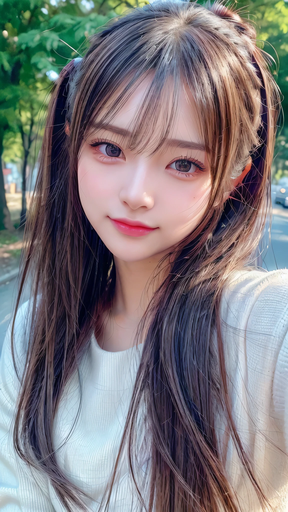 ((The highest image quality, 8K, tmasterpiece:1.3)), 1girll, Beautiful woman with slender abs:1.3, (casual hairstyle, :1.2), Sexy headband dresses，Ultra-fine face, A detailed eye, 二重まぶた，With smiling eyes。Take pictures in cute poses，The figure is very bad，tiny small waist，Super big breasts，close-up，Half-body close-up，White-skinned，Landscape background