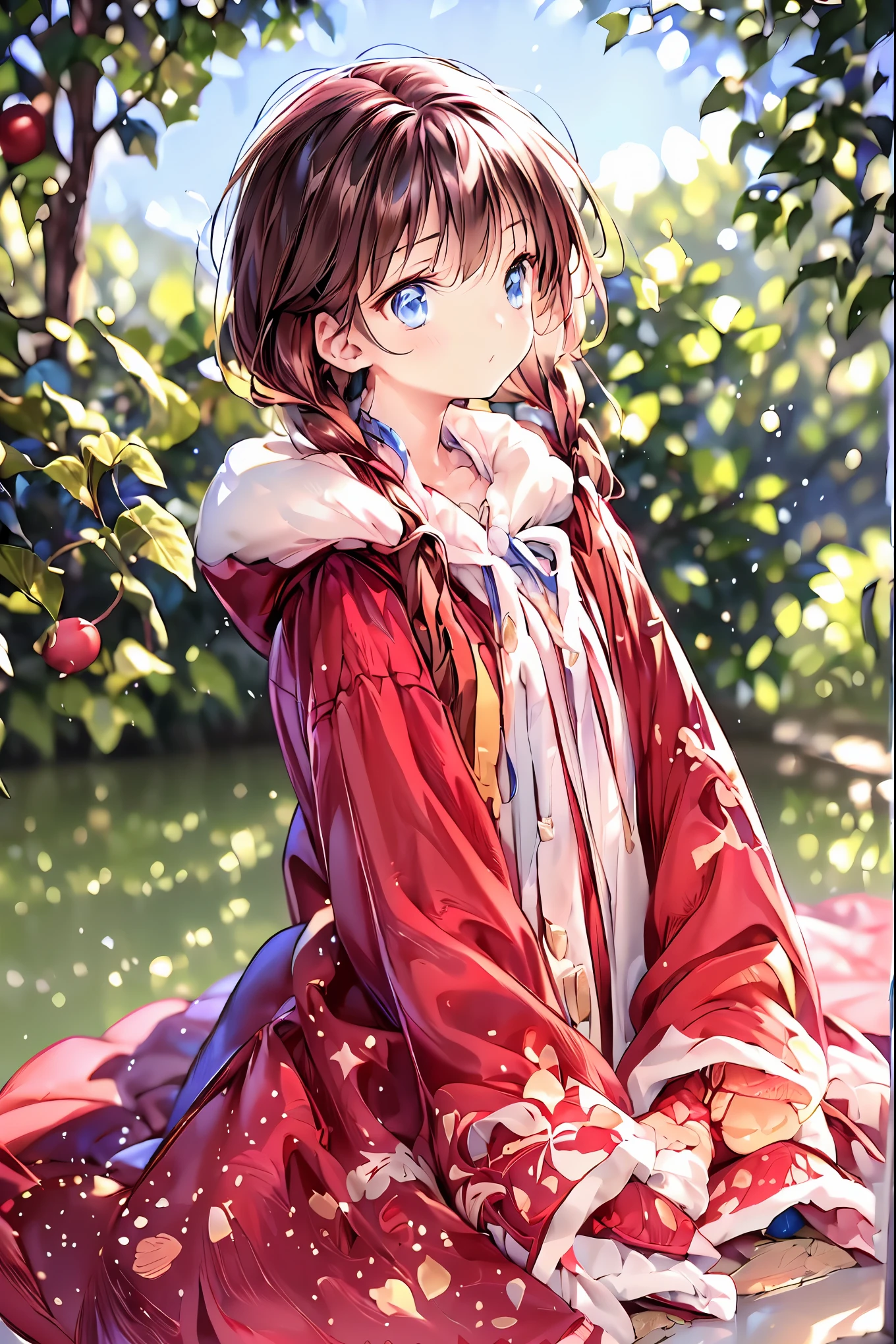 Winter clothes、Red coat、Bare legs、( top quality ,Masterpiece:1.3, Ultra-fine ),( very detailed, caustics ,8k),( realistic :1.4,RAW shooting),18 years old, (Speaking Heart), happy , open your mouth, close eyes, cute, カメラを見て笑faceで ,( face :1.2),( faceクローズアップ :1.2),(Low position:1.3),( low angle:1.4), brown hair, Shortcut , slender beauty , messy hair,Cityscape, brown hair, Shortcut , tousled hair , short braided hair,Neat, Slender and Beautiful、A woman with a C-cup chest ,Correct posture, small breasts, Beautiful Legs, Enchanting gray-blue eyes shine like stars ,Droopy eyes, bright color , beautiful eyes,繊細な笑face, Textured Skin, BEST QUALITY BEST , A humorous parody of a gentle and beautiful woman writing directly from the depths of her dress border , anime style、