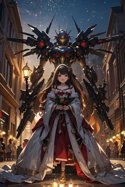 8K resolution, masterpiece, Highest quality, best quality, (  Highly Detailed CG Unity 8k Wallpaper ), ( best quality),  Hi-Res RAW Color Art,  animation,Sculpture, (((Ultra-detailed and elegant))), Magical atmosphere, Texture, depth of field, HYPER DETAILS , illustration, Christmas, mecha, mecha chibi, new year