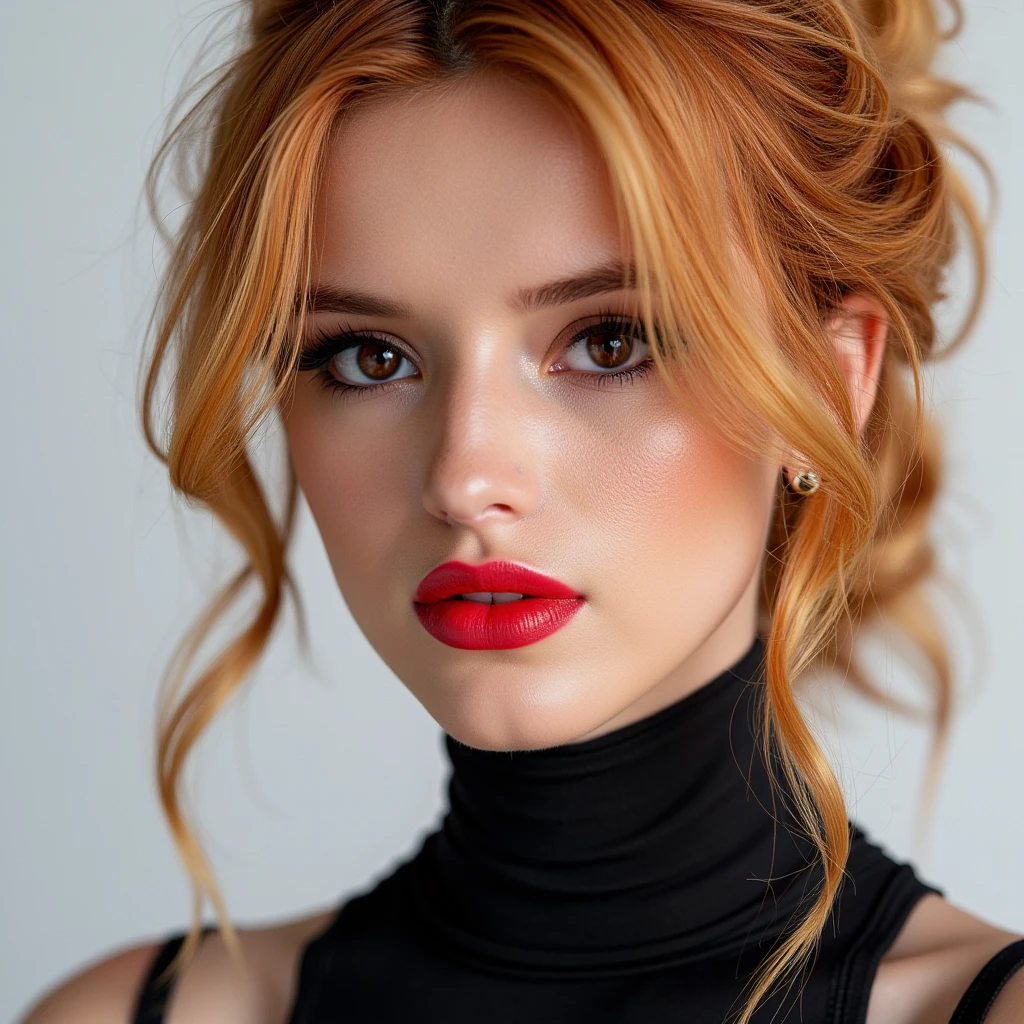 A beautiful, skinny girl with colourful hair, close-up portrait of her pretty face, captivating red lip gloss, dramatic eyeliner flicks, wearing a sexy latex neck-entry catsuit, (best quality, 4k, 8k, highres, masterpiece:1.2), ultra-detailed, (realistic, photorealistic, photo-realistic:1.37), HDR, UHD, studio lighting, ultra-fine painting, sharp focus, physically-based rendering, extreme detail description, professional, vivid colors, bokeh, portrait, cute, 18 years old