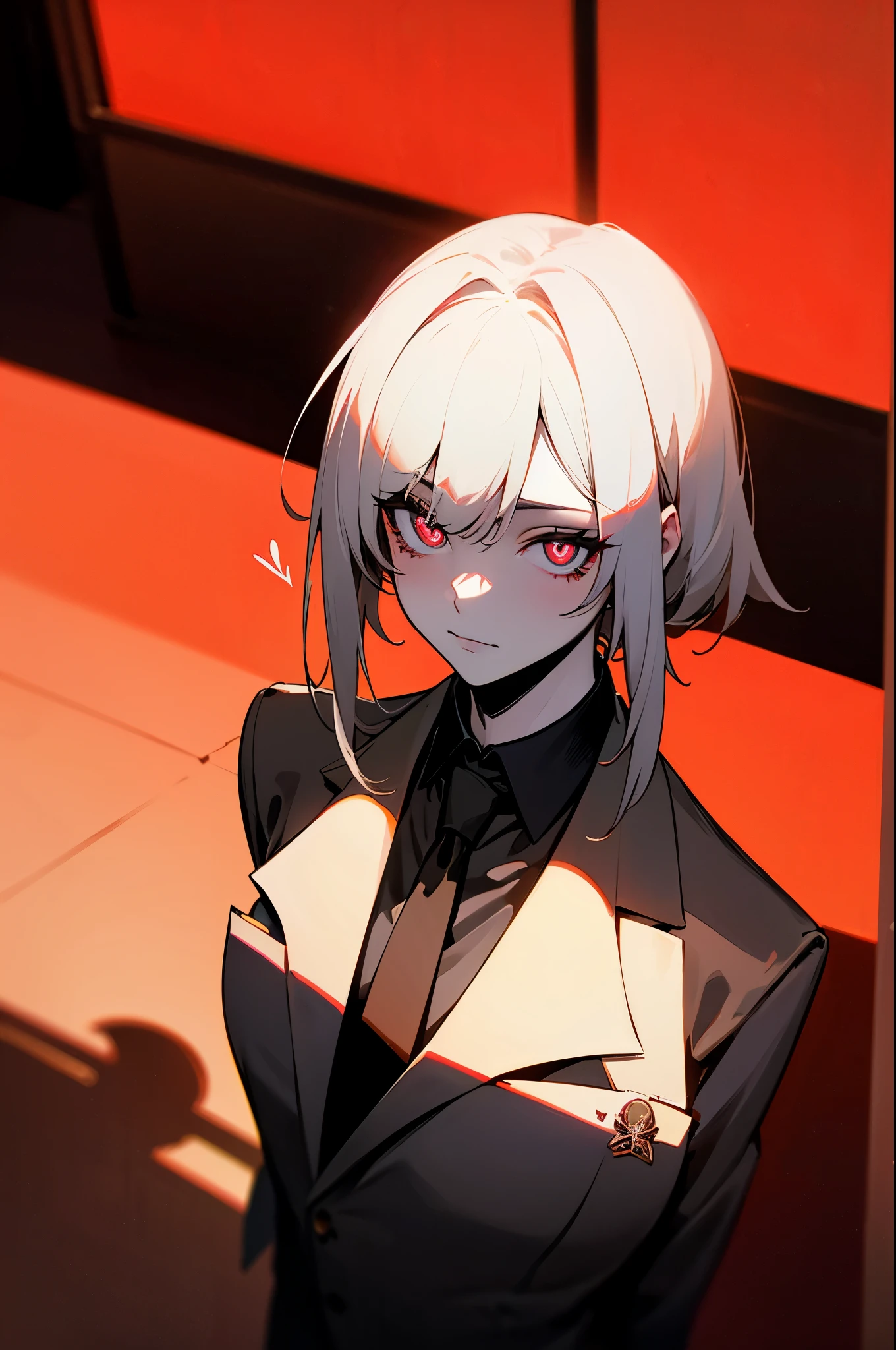 Anime - style image of a woman with white hair and a black top - SeaArt AI