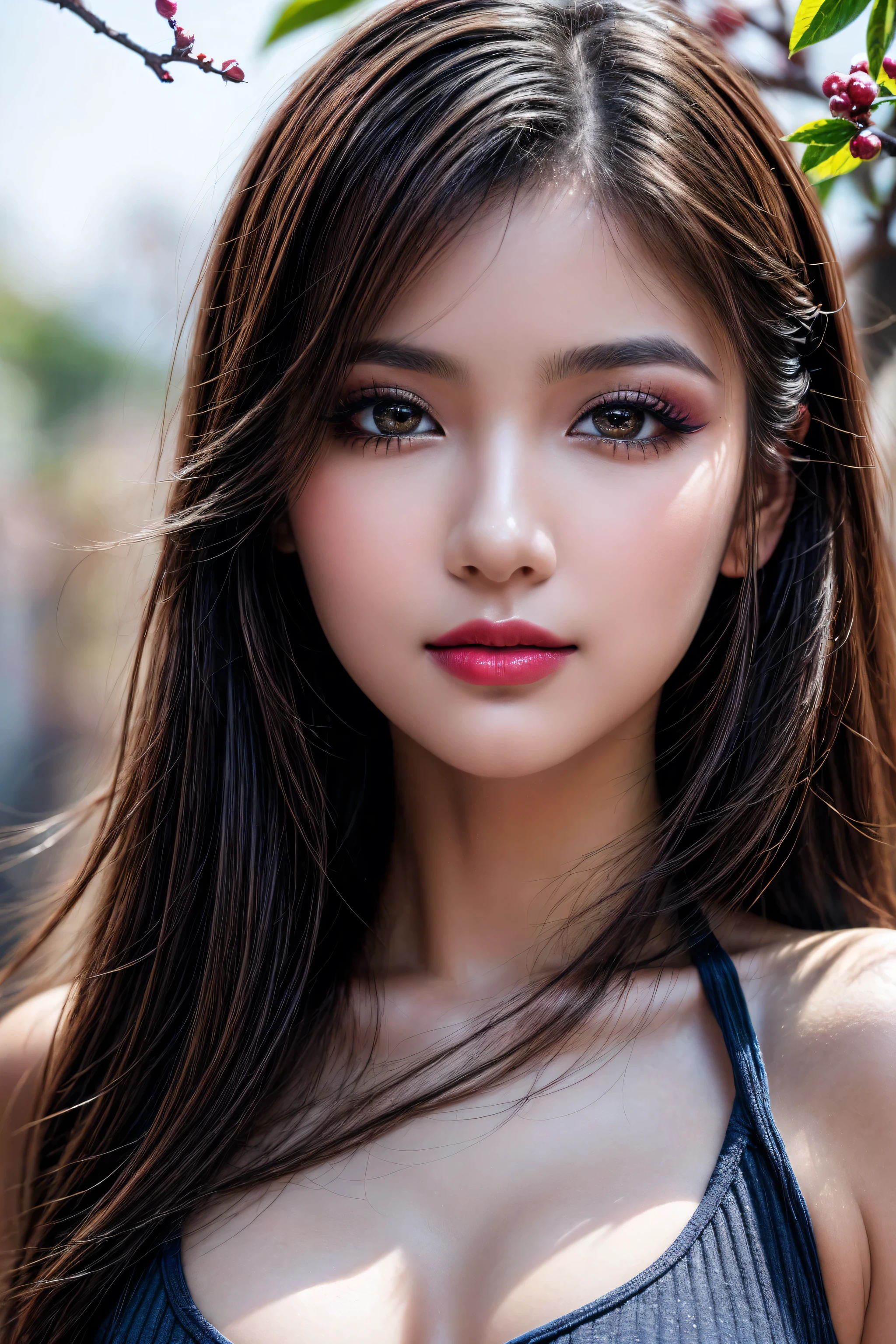 portrait, 18 year old girl, Arab, realistic face, looks at viewer's face, (((naked))), outdoors,