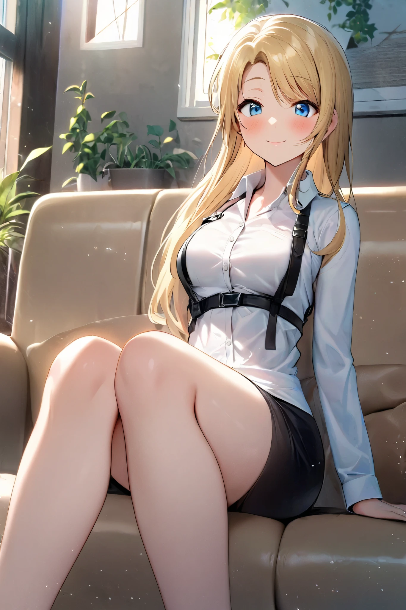 13Year old girl 校服 blazers A smile long Blonde hair top-quality masterpiece 超A high resolution beautiful a girl Colossal tits Loose socks Excellent style