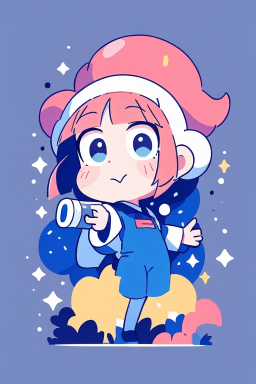   Picture of a Girl Walking with a Coffee Tumbler ,Space dandy style ,  animeアールヌーボーコズミックディスプレイ ,  wearing stars and planets , animes, スペース・ダンディanimeのダンディ, 2Danimeスタイル, anime, animeカバー,  illustration!, Miura Kentaro style!!!!, Comic Book Page ,  Official Fanart,  Official Art, whole page  illustration