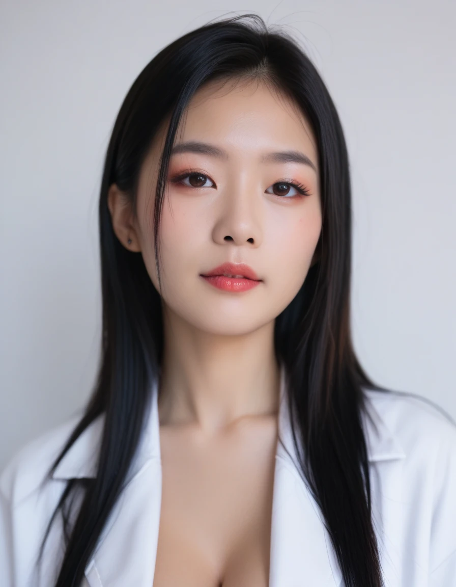 Huge boobs asian, big breasts, very realistic, close up portrait,  doctor cosplay. Sexy doctor