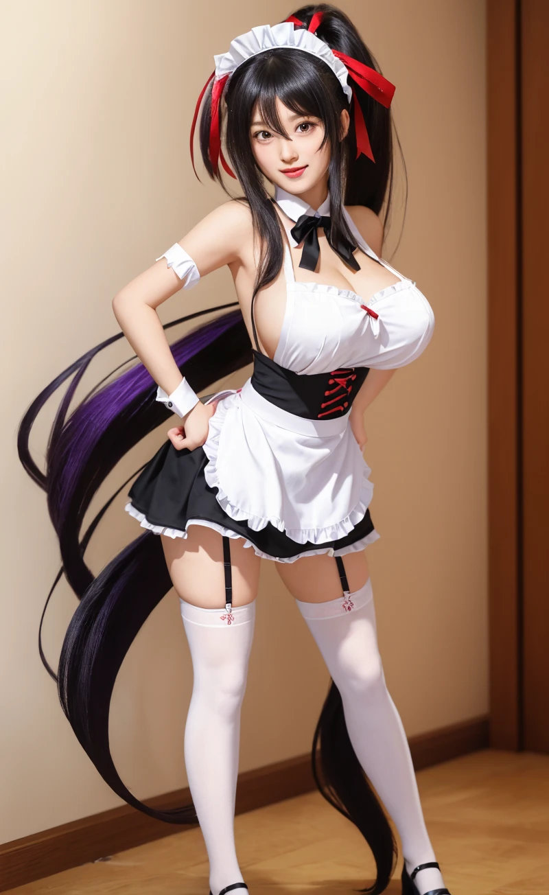 Adult women, Solitary, Weaving, twin Weavings, breast, High Ponytail, large breast, (Long hair), (Grayfia Lucifuge dxd),
Wrist sleeves, apron, Ribbon, Puff sleeves,maid, maid headdress, Long skirt,
standing Sexy, Sexy, fit, Plump buttocks, Expression, Long legs, Extremely excited,
(masterpiece:1.2), (Intricate details:1.2), (best quality:1.1), (Extremely detailed), (8K, 4K), (Practical:1.6), ((full-body shot:1.5)), (Very detailed:1.2), (Delicate face:1.2), (Delicate eyes:1.2), (Detailed background), (Dynamic poses:1.4), Obvious feminine features, beautiful,
