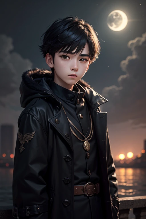 Light background, close-up of a child with hairstyle and black jacket, inspired by Zhang Han's digital painting, tumblr, digital art, young cute face, cheng yanjun, choi xukun, cute digital painting, wan cute korean face, ruan cute vtuber, cute digital art, kawaii realistic portrait, portrait cute thin face, neutral face boy --auto --s2