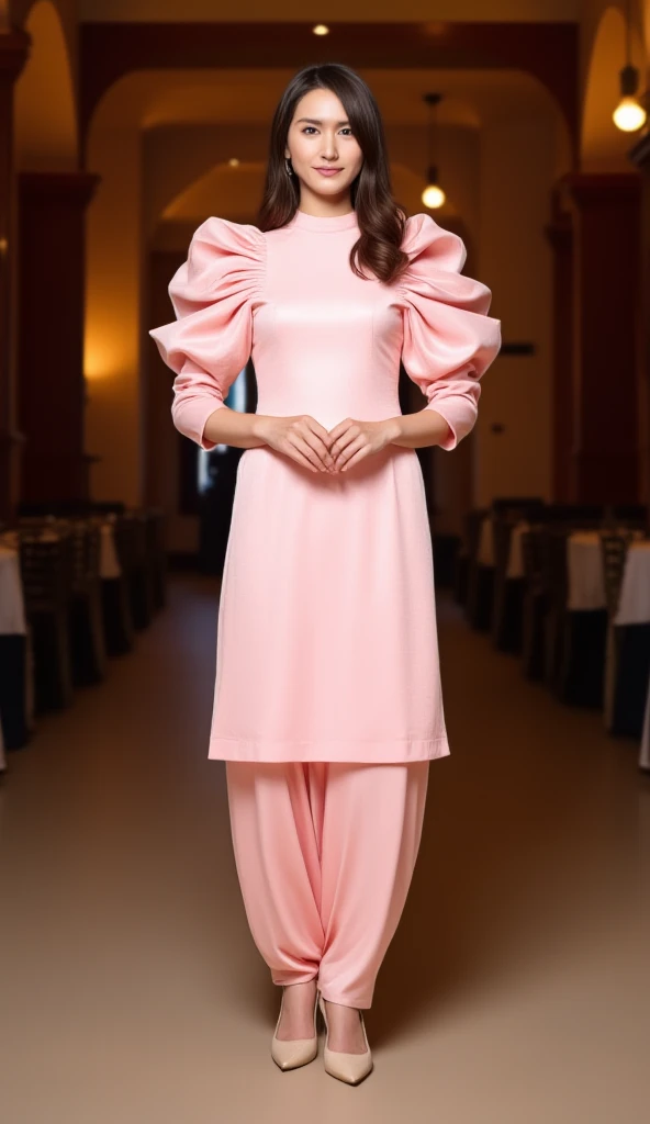 Indonesian girl, short hair, georgeus dress, hijab