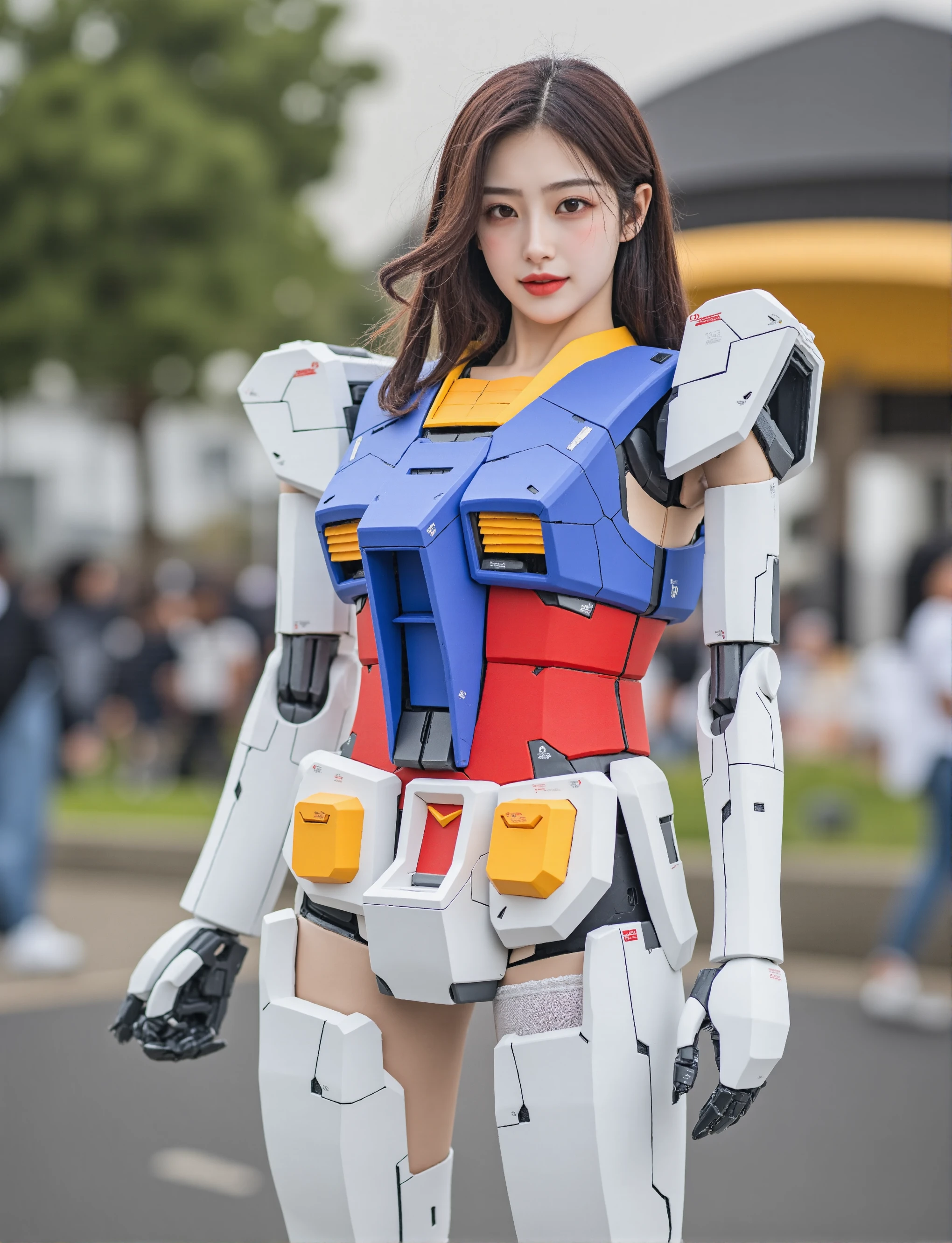 (((RAW image quality:1.4))), ((A giant mechanical woman much bigger than a skyscraper:1.4)), 14 years old, Japanese, beautiful顔, beautiful艶肌, Super detailed, advanced details, high quality, 最high quality, High resolution, 1080p, hard disk, beautiful,((gundam:1.4)),beautiful almost,Wearing futuristic pure white micromechanical bra and micromechanical pantieechanical joint, Machine hands and feet, cleavage, almost naked, perfect proportions, (blue short straight hair), beautiful青い目, very small metropolis。Sit with your legs spread out in a miniature metropolis just a few feet tall, stomping city,crash city,small town,micro city, small cars and trains, (Angle looking up from directly below), deep blue sky, (Mechanical tiny panties that dig into your crotch), Pay attention to the crotch,