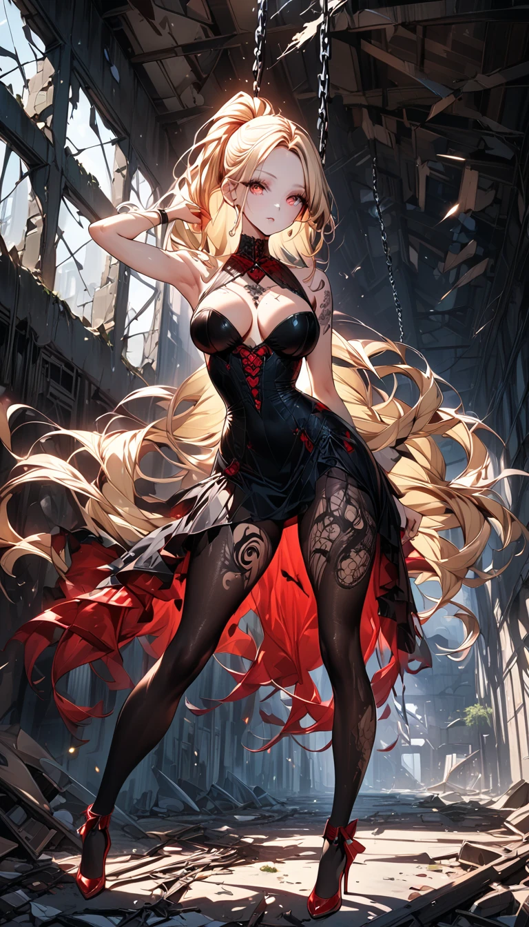 sensual, long blonde curly hair, thick thighs, 8K, highest quality, High resolution、cute anime face, noise reduction, shining blue eyes, gentle smile, kind eyes、toned abdominal muscles, muscular arms, muscular legs, young face, anime eyes, (((big breasty chest is about to burst)))、(((bondage style)))、(((Rear view、I'I'll turn around、T-back song that digs into your butt)))