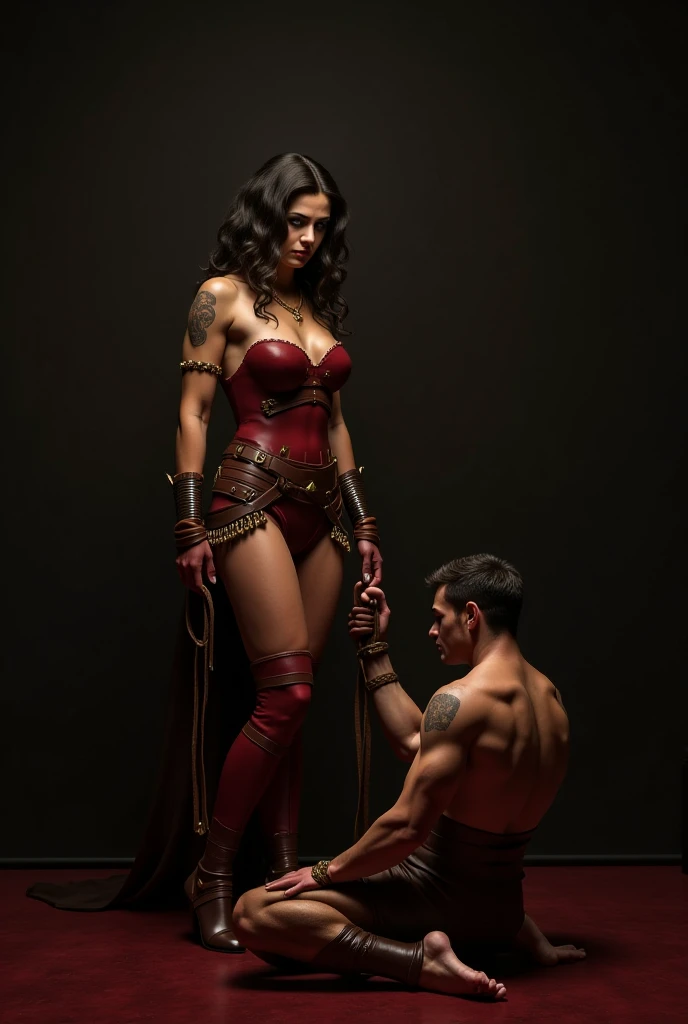 1 boy 1 girl, a muscular man in deadpool armor and mask, a curvy naked hourglass woman with wonderwoman headgear and arm guards with wide hips and thick thighs, totally naked girl, swooping breasts, perfect ass, glowing rope entwining her waist, deadpool pulling glowing rope , couple engaged in doggystyle sex, 1 boy and 1 girl, the arkham streets at night, cinematic lighting, hyper detailed, 8k, photorealistic, dramatic lighting, moody atmosphere, gritty and dark, comic book style, rich colors, dynamic pose