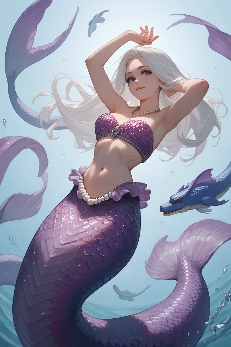 Create a mermaid with beautiful breasts, lace, transparent, Surrealism, social media composition, high details, high details, high quality, best quality, 8k, 16k