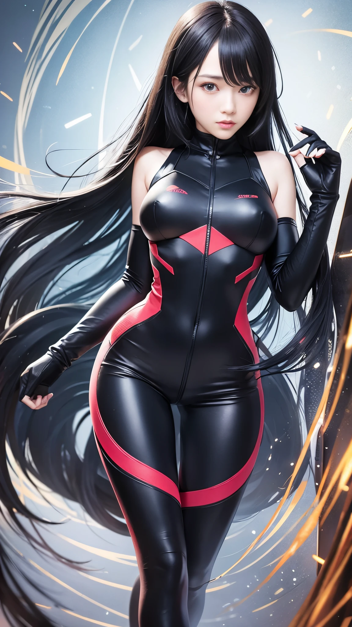 woman in muscular ai suit bulge