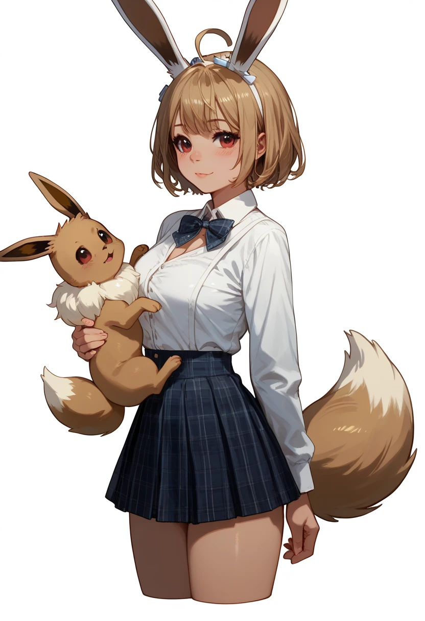 Holding Eevee in the form of a bunny