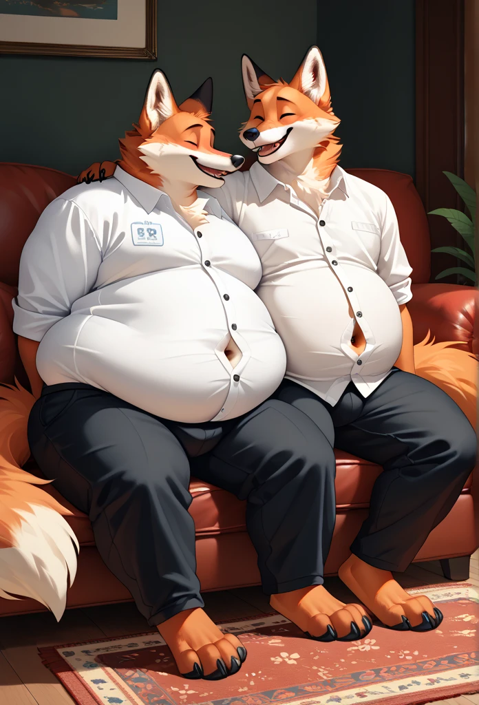 dad male corgi with small human blue eyes slighly chubby, no eyebrows, office suit, no pants white briefs ,white ankle socks , removing shirt , highly detailed lineart, 4k, best quality, masterpiece, vivid colors, physically-based rendering, white hands five finger, hugging , looking a mirror , touching belly, sleeping face