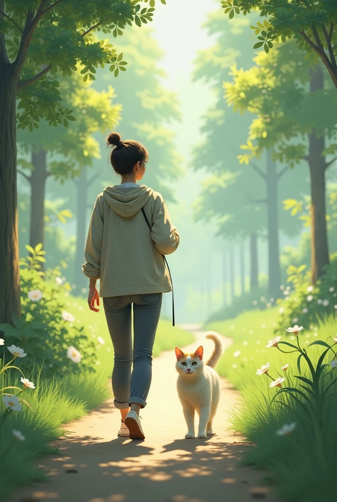 Walking with cat