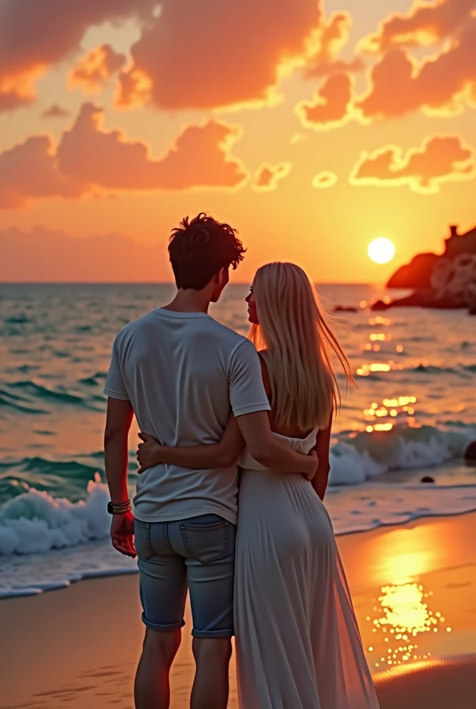 young couple looking at the horizon