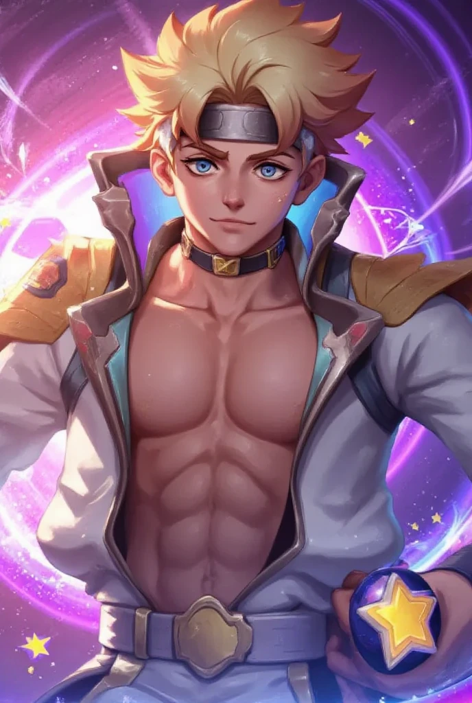 Ezreal without any clothes jerking off his hard dick layered in bed