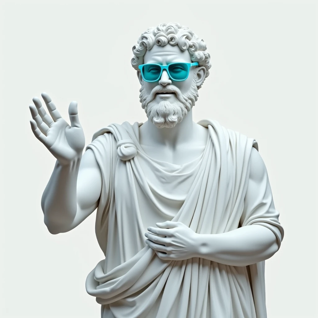 Greek statue with virtual reality glasses