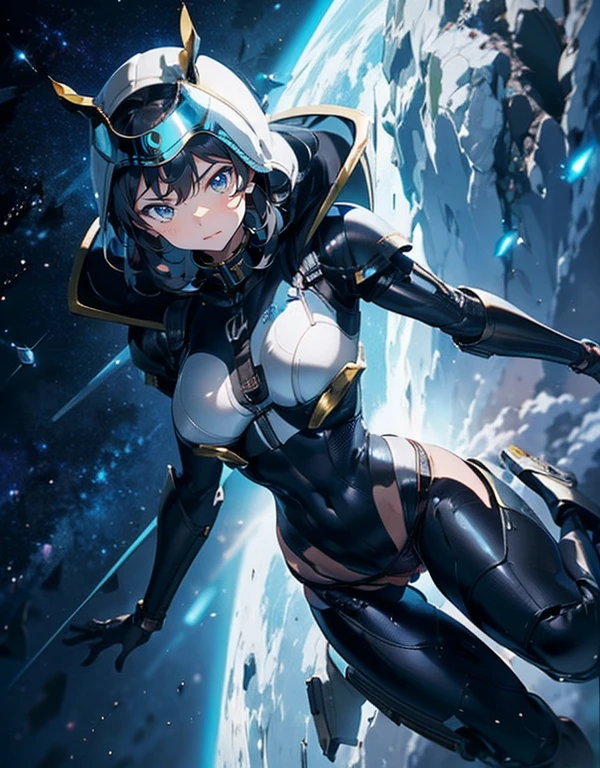 Walter Crane, Avis Acres, Martin Emond, Masamune Shirow, Andres Barrioquinto, Surrealism, wonder, bizarre, bizarre, fantasy, Sci-fi, Japanese anime, cartography of the dark side of the moon, triangulation, compass, measuring wheel, quadrant, beautiful girl in a space suit, perfect voluminous body, detailed masterpiece