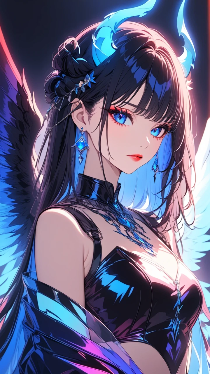 （tmasterpiece），（Super refined），（illustratio），（Extremely Delicately Beautiful），（dynamic angle），Black highlights，（1个Giant Breast Girl），Upper body，moon full，Chinese big breasts，faeries，delicated face，smallunderboob，Dress conservatively