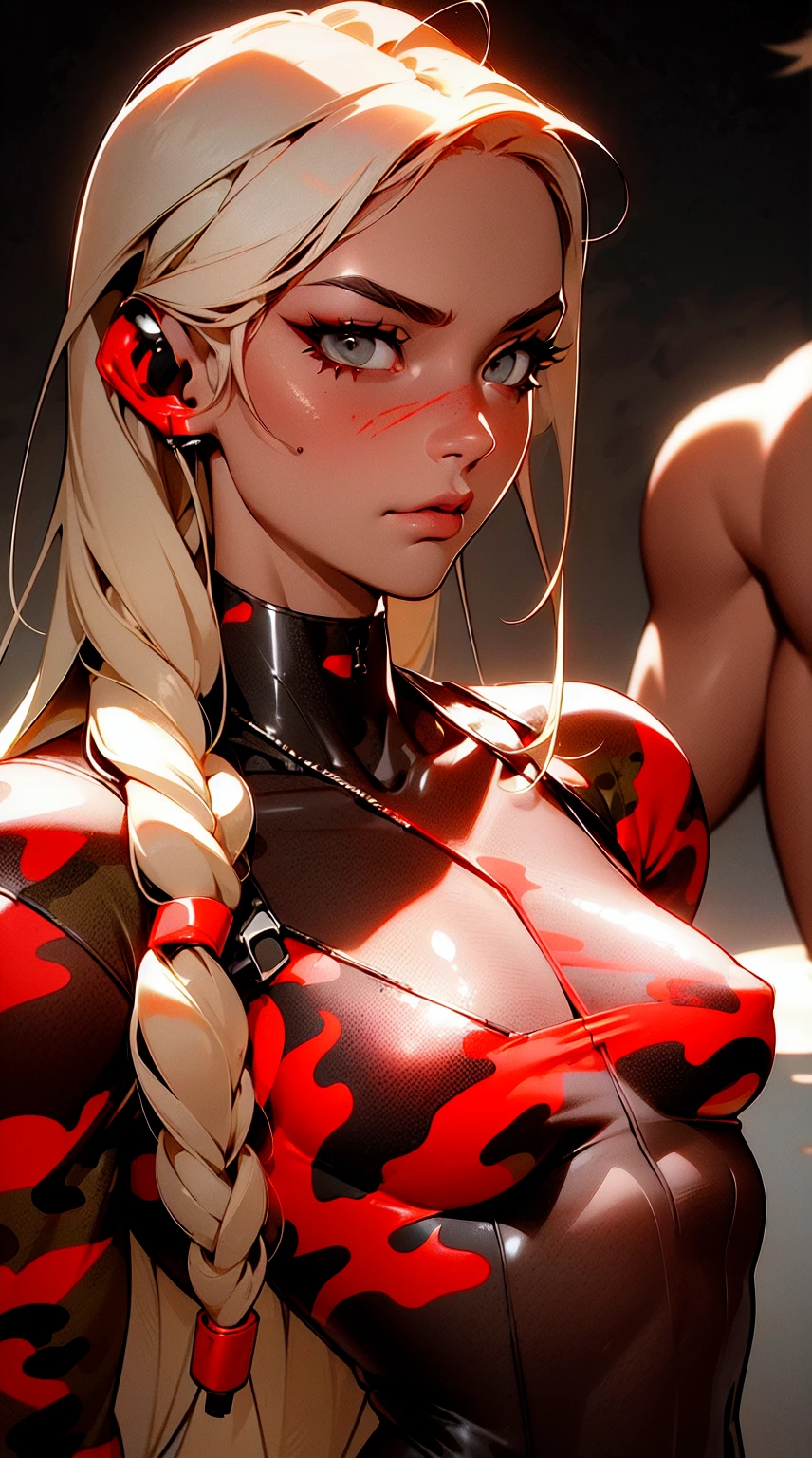 ((Best Quality)), ((Masterpiece)), ((Realistic)) and ultra-detailed photography, 21 year old, blonde girl, choppy long wixie haircut, (((voluptuous))) full lips,  ((one piece red swimsuit)) detailed character sheet, frontal view, side view, three quarter view, 7 heads full body, sexy, hot