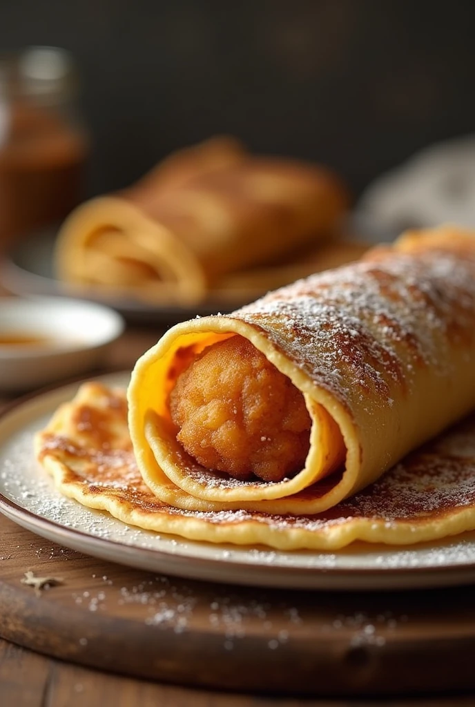 Pancake rolled with crisp fritter