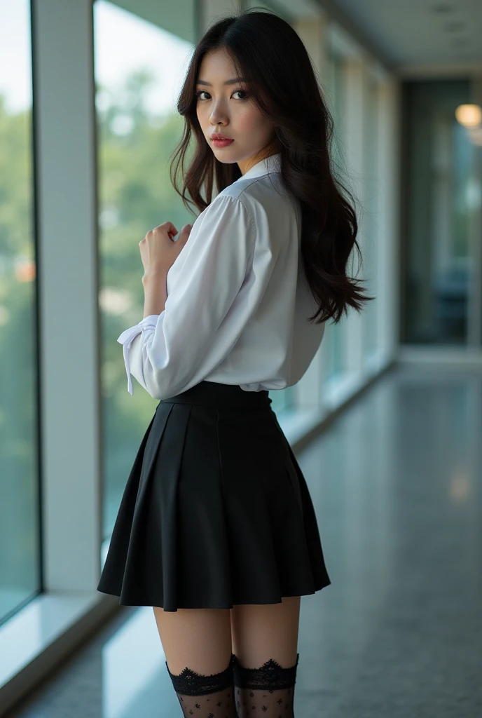 best quality, master piece, High resolution,8K,(Realistic:1.4),超High resolution,1 girl, super detailed, 超Realistic, official art, cinematic light, Realisticな, young and beautiful girl, perfect body shape, perfect body shape, full gonzo, perfect body, (It starts with:1.3), 卑猥なPause, long and sexy legs, socks,have confidence, beautiful sexy, Sailor Uniform Student Uniform, A-Line Cropped Pleated Skirt,Cool Full, S-shaped body, upturned butt,上でPauseをとる,Pause,different perspectives