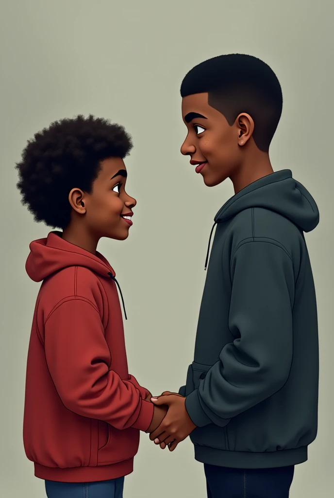 A black boy named Davi hugging a white boy named Gustavo