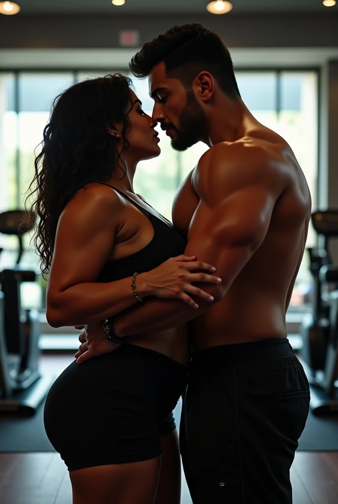 Handsome young boy indian Aarav in school uniform masculine strong bodybuilder boy with huge wide muscular shoulders, wide chest, abs, masculine wide triceps, arms, biceps, big masculine legs, wide thighs, calfs, black-haired, hair falls on your face, Mesmerizing brown eyes doing kissing with school young girl in classroom 