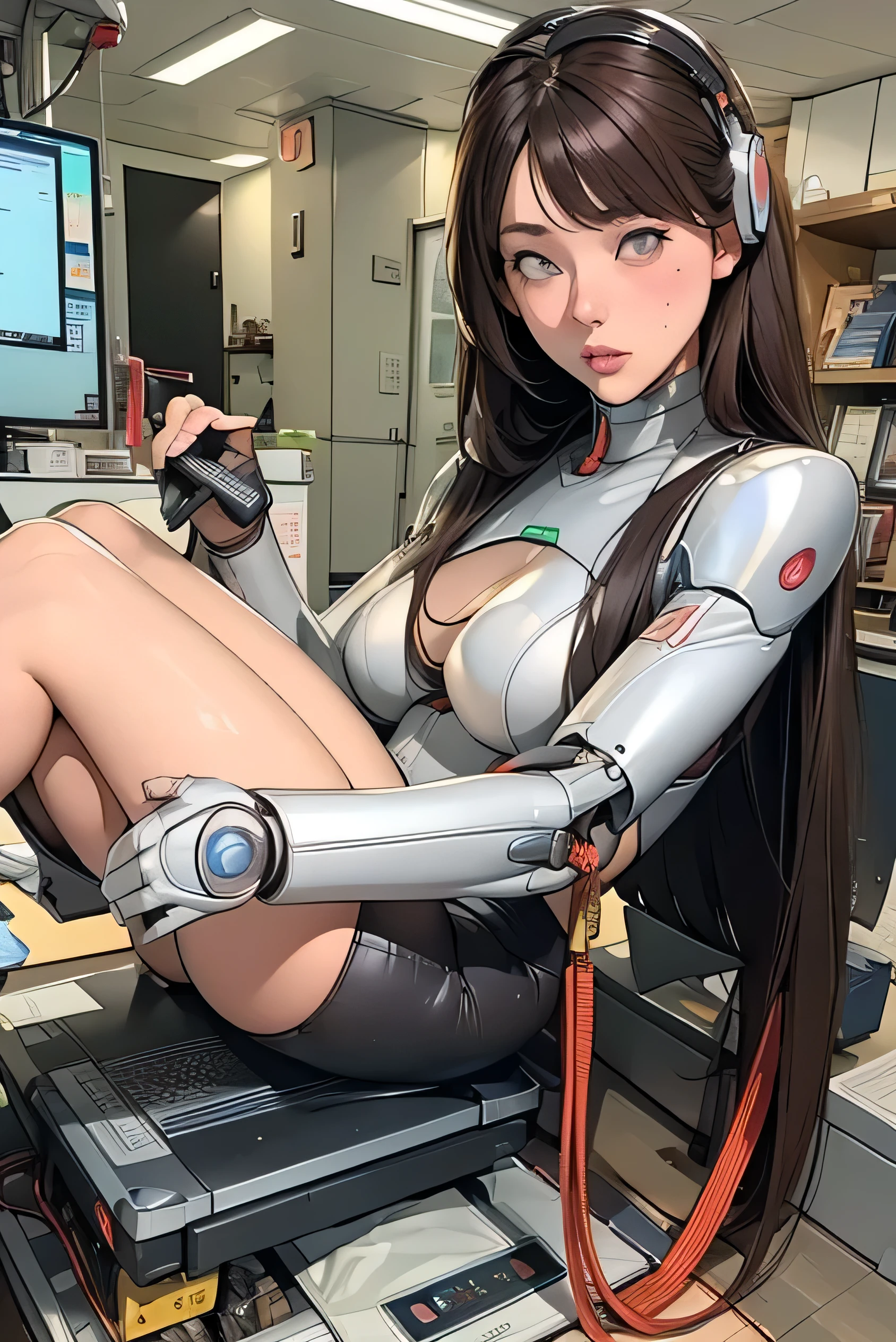 M-shaped legs operating room Topless woman sitting on an operating table With legs apart Penis 大きな胸