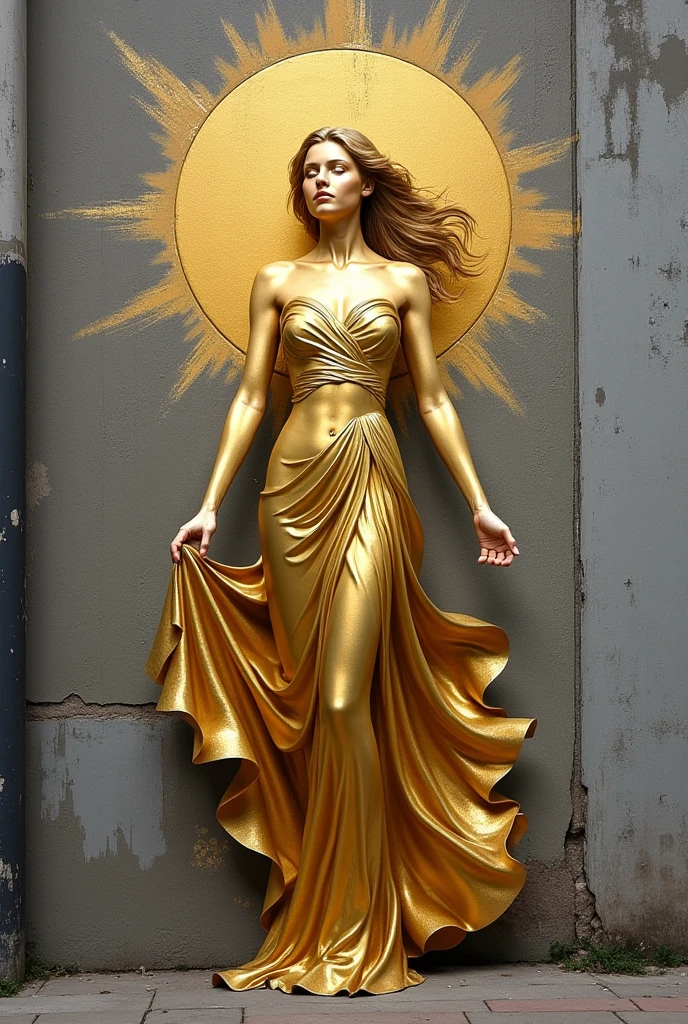 (maximalist:1.5)，(Metal sculpture of a beautiful girl:1.3)，(Lines are curved and smooth:1.2)，golden colored，(rainbowing:1.1)，abstract sculpture，minimalistic background，Line winding sculpture，(Best quality，ultra - detailed，Best Best Illustration，The best shadow，tmasterpiece，A high resolution，professionalartwork，famousartwork），heavy metal style，Post-industrial style，A futuristic，Delicate curves,Stylized abstract sculpture of beautiful girl,heavy metal style，postmodern industrial style，hyper realisitc，metallic  luster，metalictexture