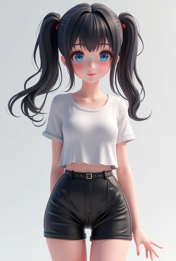 (best quality, masterpiece:1.1), (realistic:1.6), 1girl, upper body, crop top,twin tails, cowboy shot