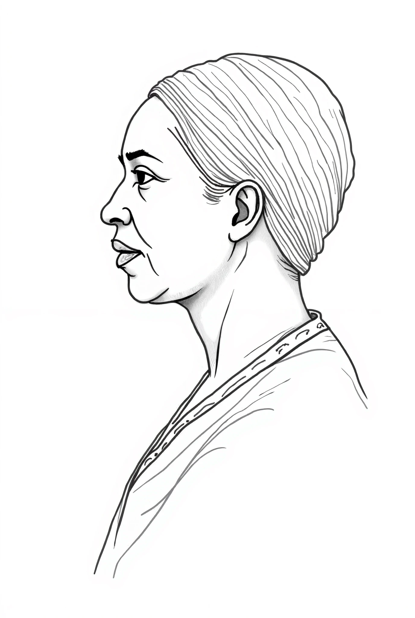 picture of Sojourner Truth outline for the coloring page face profile
