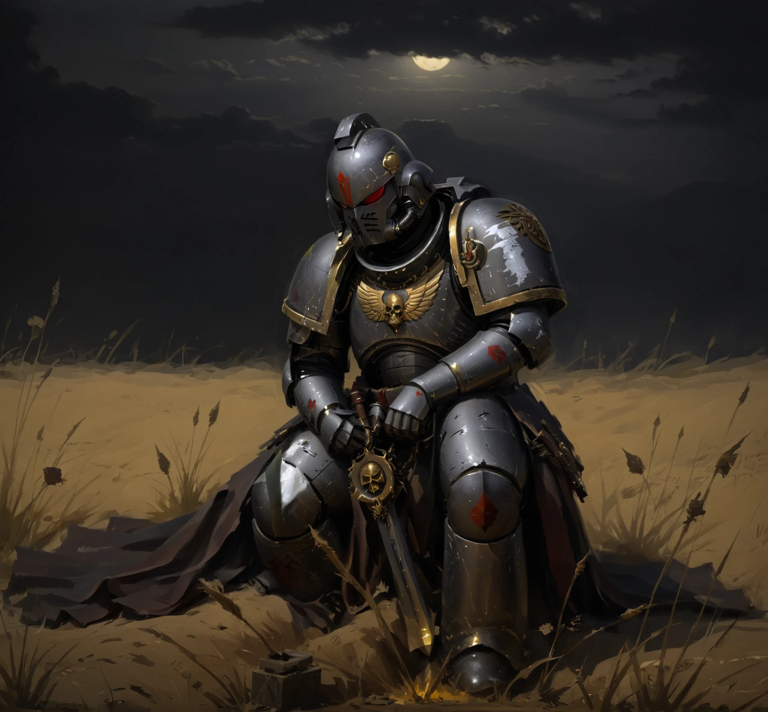 Sasanian knight siting dark fantesay persian knight black knight 