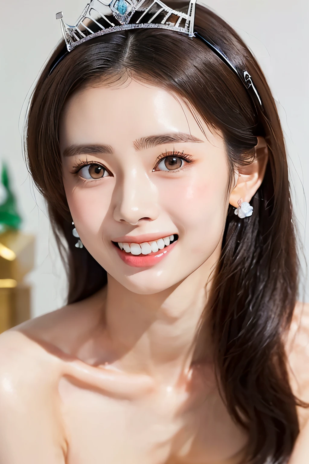 (masterpiece:1.4)),(best quality:1.4),(ultra-detailed:1.4),(unity 8k wallpaper:1.4)(( top quality )),(( realistic details from blow , table top in bed:1.0, high res:1.3, realistic :1.4,8k,  RAW photos :1.23)),(( 1 very thin 18-year-old 細いJapanese beauty with very small breasts :1.2675)), beautiful symmetrical detailed black eyes :1.24, wearing luxurious earrings, necklace, and ring {x} simple and very beautiful gorgeous makeup:1.27,((smile:1.22, happy expression:1.36, beautiful teeth alignment at volcanoes:1.29,)),((Shiny Tiara:1.2,Shiny brown hair:1.4, arranged long hair :1.32,bangs:1.25)),(Thin, slightly thin, thin eyebrows:1.22),( shiny detailed fair skin :1.24,oily skin:1.3),(((A luxurious award ceremony :1.65)),(((see here:1.23,   super close up shot of her face :1.78, upper body only shot:1.77))), movie lighting:1.2, spotlights from the front and bottom :1.2,(((Completely naked:2, full nude:2)),((tall, very slender body :1.76)),(((Fine abdominal muscles:1.55))),((( very small breasts with no bulge:1.75))),(Broad shoulders:1.32),((Very thin thighs:1.9)),(( tight little butt:1.42)),(( Slim waist:1.35,Short, narrow waist:1.35)),(顔と腹筋がよく見えるCenter composition from the front:1.38),( perfect beautiful face with simple and very beautiful gorgeous makeup :1.25),((Very Detailed Nipples and Very Small Areolas :1.26))
