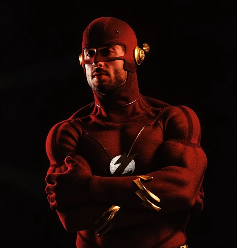 Make a logo for an american football team called "The Flashers" and include the team name and the flash in a trenchcoat exposing himself to a civilian
