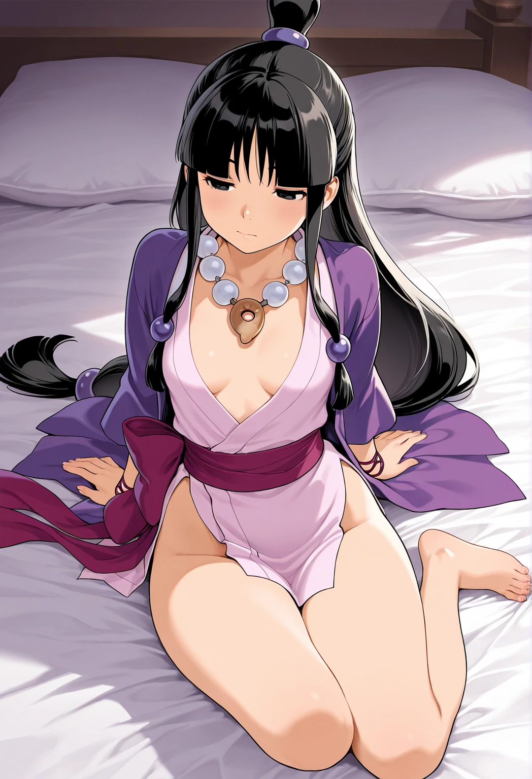 score_9, score_8_up, score_7_up, source_anime,masterpiece,best quality,highres,absurdres,official art,official style,source_anime,anime screencap,anime coloring,megami magazine,anime,animated,explicit, solo, boa_hancock,long hair, black hair, earrings, dress, jewelry, large breasts, 1 girl、Blushing cheeks、shyly smile、optic、large full breasts、hair pin、mini heart pasties、a necklace、piercings、Crawling on all fours on the bed、depth of fields、lickling lips、Tongue licking、Glossy reddish-brown shorthair、Black eyes、clavicle、Beautiful fingers、Hourglass body, Big round breasts, large breasts, nipples shot, lift breasts, breasts lift, Naked women, open legs, hip lift:1.5, lift hip:1.4, Make up, eye shadow:1.2, Sagging breasts, ((Semen overflowing from the vagina)), Used condom hold in mouth, pubic tattoo,