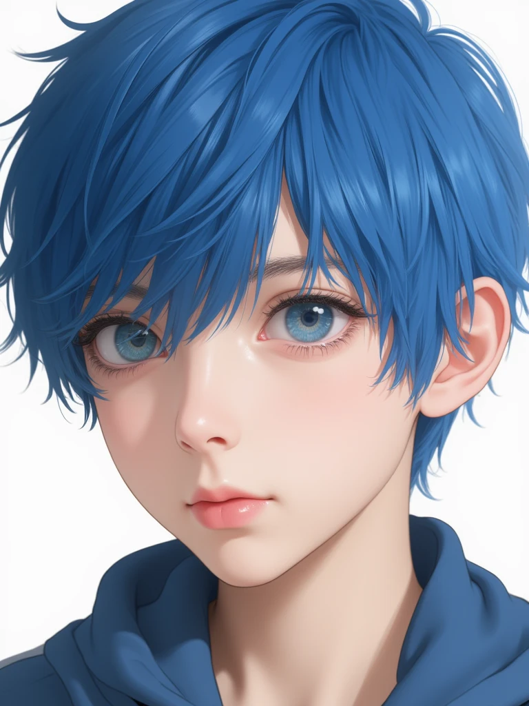  , boy, blue haired, the eyes, relaxed