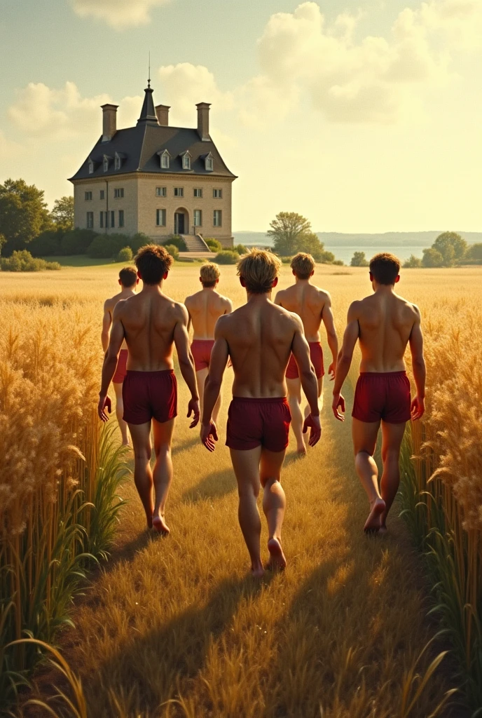 2boy, long shot, full body angle visible, face detail, arms detail, body detail, legs detail, feets detail, hands detail, male body, soft youthful face, slim male body, clear cold skin, curly blonde shoulder-length hair, boxer underwear with American flag print, a large pelvic bulge, detailed White cowboy boots on the feet, immense and grand rodeo field, gravel floor, an afternoon sky as seen in the background, full body, body hairless, dominating, white or white skin, boy soft face, gighly light, highly detailed, looking at the audience, photography, detailed skin, real person, crazy detail, hype maximization, lightin stone temple, crystal prisms descending from the ceiling, floor mirroring the ceiling, fiery torches, an afternoon sky as seen in the background, full body, body hairless, dominating, white or white skin, boy soft face, gighly light, highly detailed, looking at the audience, photography, detailed skin, real person, crazy detail, hype maximization, lighting complex detail , Highly detailed, Digital painting, artstation, concept art, smooth, sharp focus, illustration, Unreal Engine 5, art by Ross Tran and Greg Rutkowski and Alphonse Mucha, Show men only .8k Ultra HD, dslr, dim lighting, high quality, film grain, Fujifilm XT3, 2-person, two-person model. hype surrealism, hype surrealism, by Shen Quan, perfect body, beautiful young male model, an attractive man 18-2 aesthetic, Sunshine sports student, asianboy, bulgej8, Noosphere, fantasy dark, light and cold aesthetics,