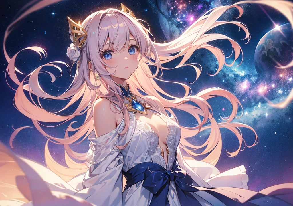 beautiful girl, hair on shoulders, clear eyes, smooth hair, exquisite and perfect facial features, The most beautiful big eyes, long eyelashes, Lying silkworms and gentle eyes, pout, dynamic angle, ultimate image quality, highest precision, Precise and perfect human body, necklace, bust, close, , long shot,