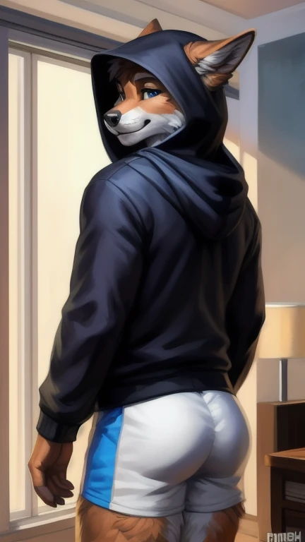 ((sfw)) Solo, A cute anthro, feline, male, (cute snout:1.2) full body, ((by hyattlen, by fumiko, ((by zackary, by fumiko)), solo, anthro, male fox, Bright grey fur body, ((brown ears)), (( long brown covering eye hair with fauxhawk)), detailed eyes, bright olive eyes, bright grey neck, white chest, perfect drawn tail, white arms, cyan spots all over body, soft and warm chest, tired expression, toned body, long messy hair, great anatomy, femboy jock, big ass, wet body, wet glossy ass, glossy, side view, profile , lower body profile, sweating, not looking at viewer, well drawn hands, wearing, cropped designer sweater shirt, headpiece resting on neck, earrings, eyebrow piercing, good anatomy, facing away, short hair, gym change room, detail, standing, undressing shorts, undressing show, big aureola sahow , show butt