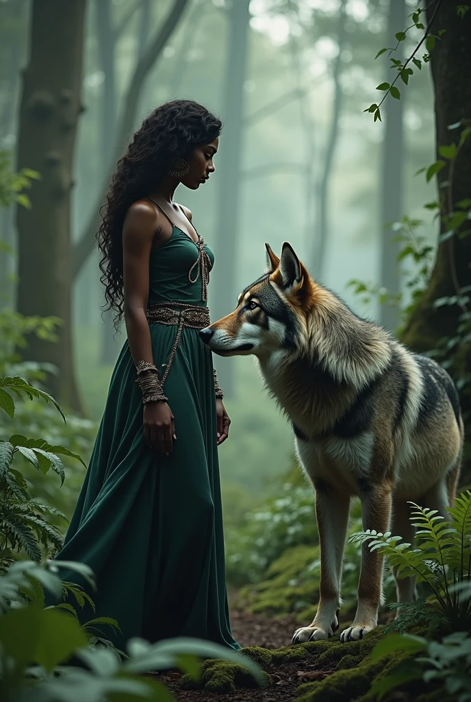 (Beautiful druid elf girl 1.3) hugging a black wolf (extremely detailed CG unity 8k wallpaper, masterpiece, best quality, ultra-detailed, beautiful detailed bright eyes:1.2), best illumination, (best shadow, an extremely delicate and beautiful, bloom, iridescent), masterpiece, best quality:1.1, realistic:1.3, cinematic lighting:1.2, on a sunray cliff:1.5, ultra photoreal, photorealistic:1.0, sharp focus:1.1, depth of field:1.1, 50mm, Hasselblad X1D II, Porta 160