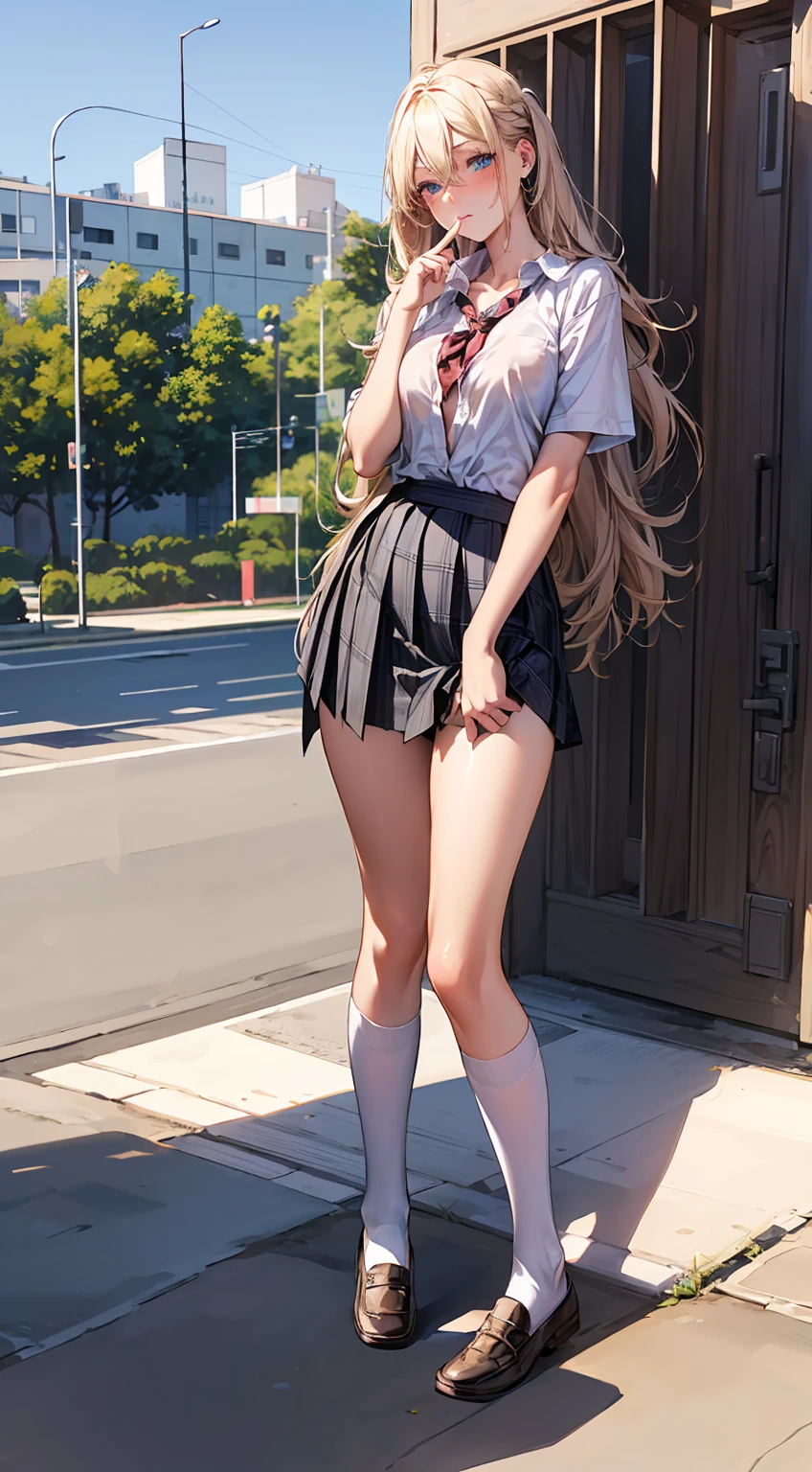 nefw, glossy skin, best quality ・ultra-detailed ・8k ・high resolution, Photorealistic, Picture-Perfect, Stunning Lady, Ultra High Definition,(((Pulled down panties)))Glossy photo,Mature Woman, blue eyes, Blonde, Soft Light, 4K resolution, high quality, Beautiful CG,Golden Ratio,Slender figure,Crouching,(((Looking from below))),Looking down,Take off your lace underwear,((Very dirty dark back alley)),Very thin,Golden Ratio,,Very slim legs,Small breasts,Hold your knees, Golden Ratio,skirt,,Spread your legs,Perfect slim legs,Ties and uniforms,Split legs,Cold Stare,Wet panties,See-through panties,Detailed eyes,Spotlight at night