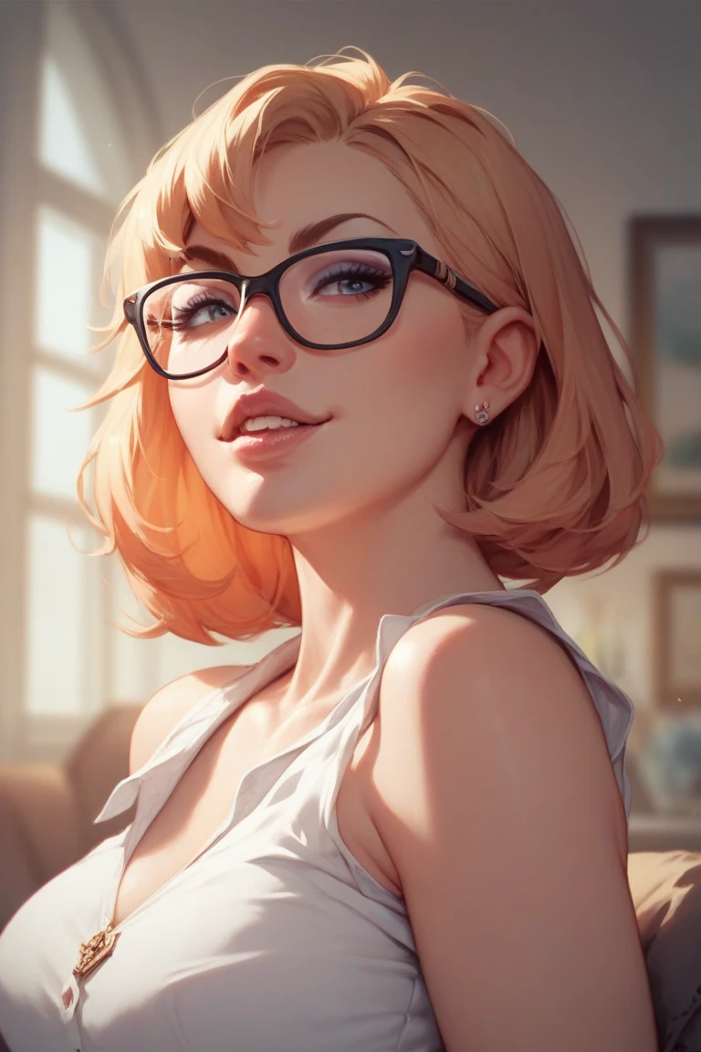 sexy nerd glasses purplo lipstick woman 